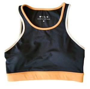 NWT WILO THE LABEL The Contrast Racer Black Bra Padded Size M